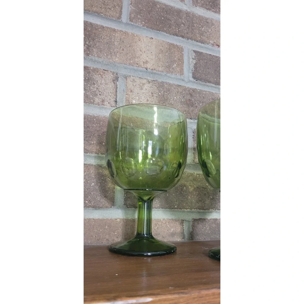 Indiana Glass Goblet Thumbprint Stemmed Vintage 6